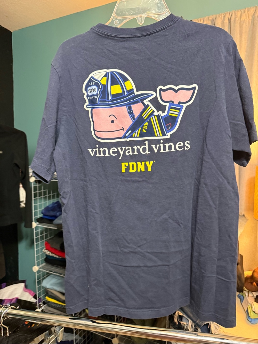 Vineyard Vines Navy FDNY Firefighter Whale Graphic Tee